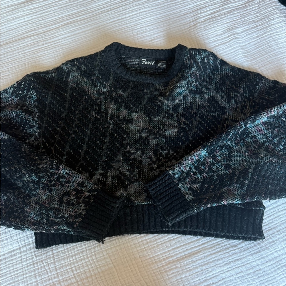 Vintage cropped multicolor crew sweater